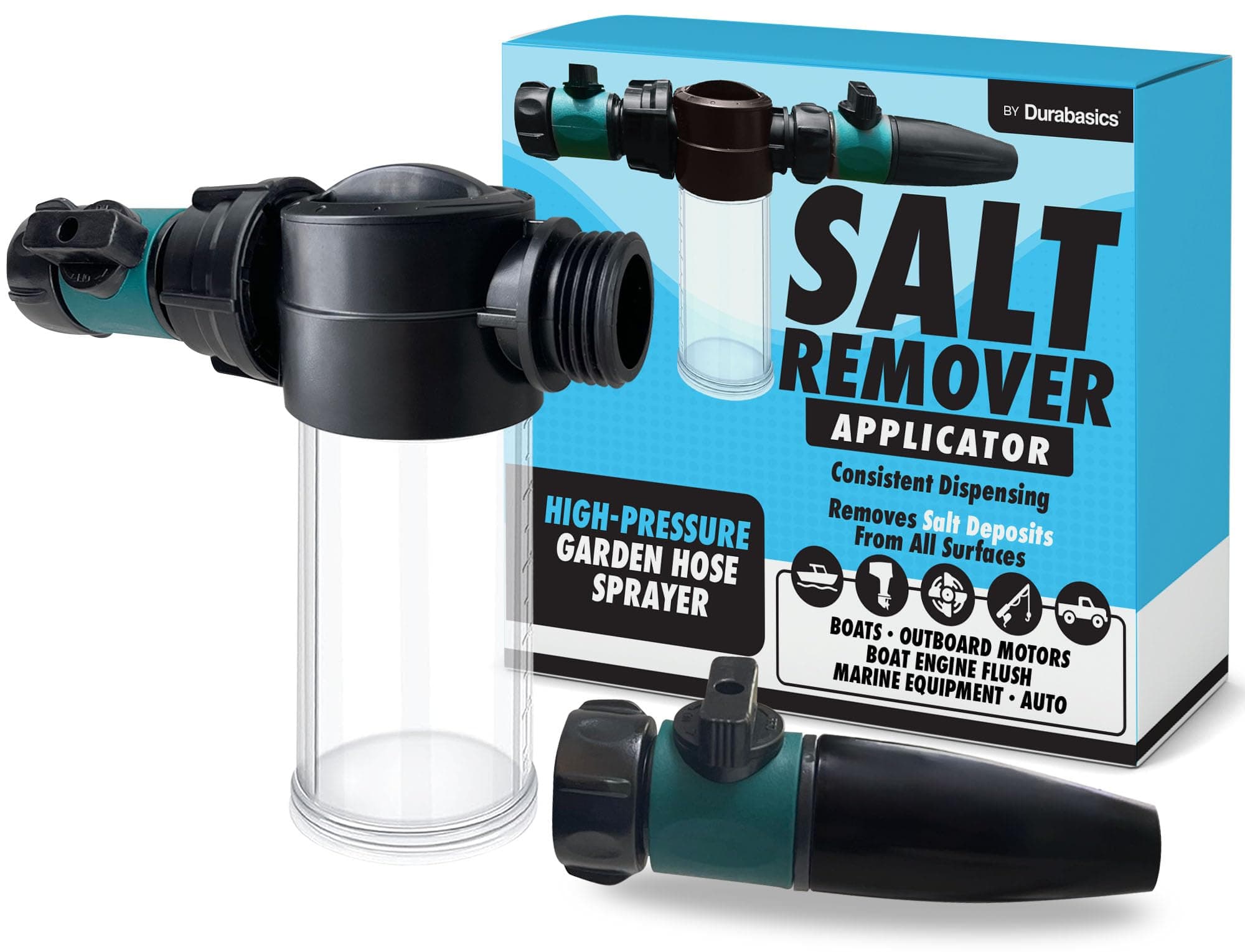Salt Remover Flush Kit with High-Pressure Hose- Salt Gone Applicator for Boat - Salt Remover & Marine Engine Flush - Perfect for Flushing Inboard/Outboard Motors and Removing Salt Deposits Away