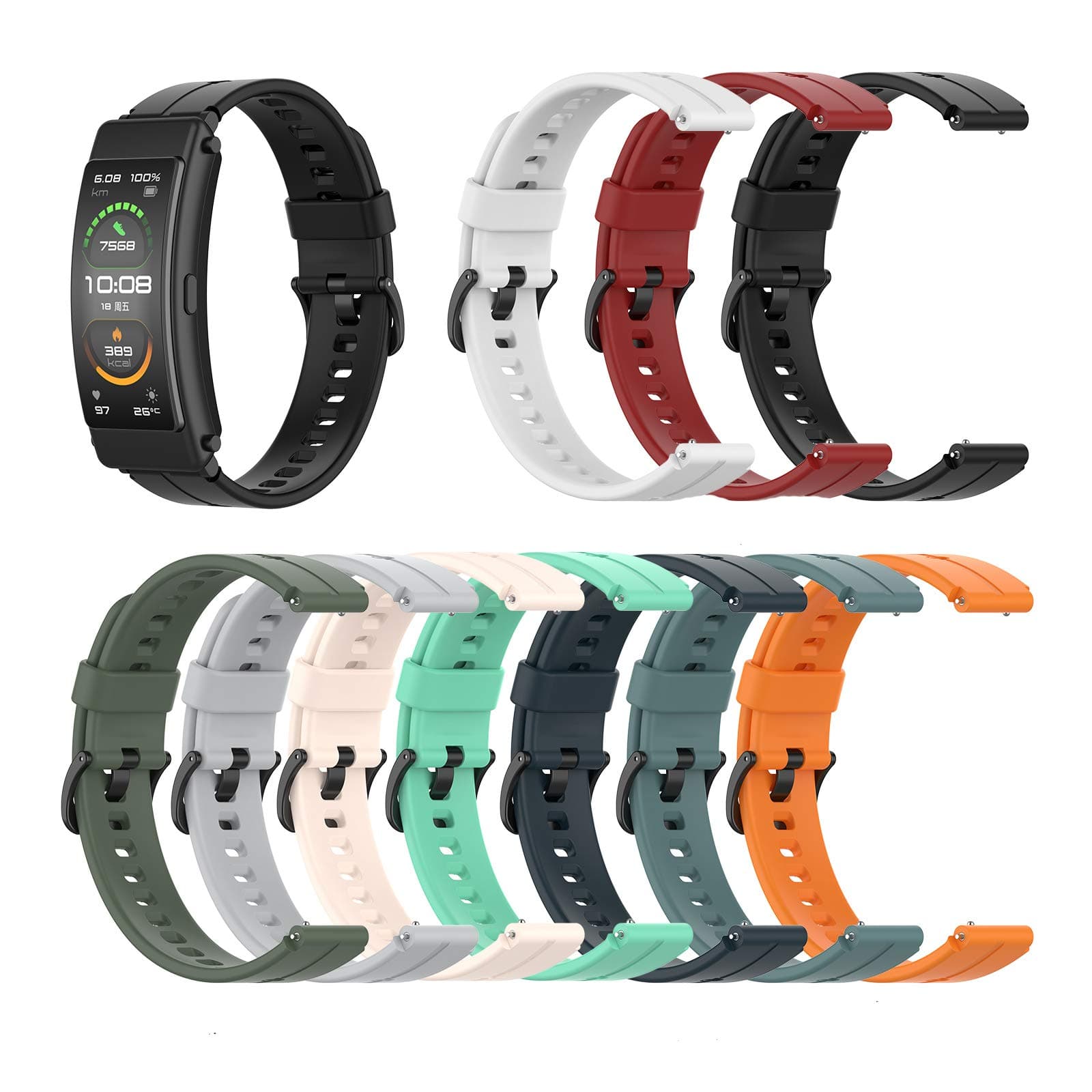 Bands Compatible with Huawei TalkBand B7/B6 watch, Replacement Colorful Silicone Wristband Adjustable Accessory Bands Strap for TalkBand B7/B6/ B3/TIMEX TW2T35400/35900