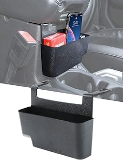 Savadicar Center Console Hanging Storage Organizer for 2018-2025 Jeep Wrangler JL JLU 4XE & Jeep Gladiator JT, Armrest ABS Tray with Microfiber for Reduce Noise, Interior Accessorise, Black