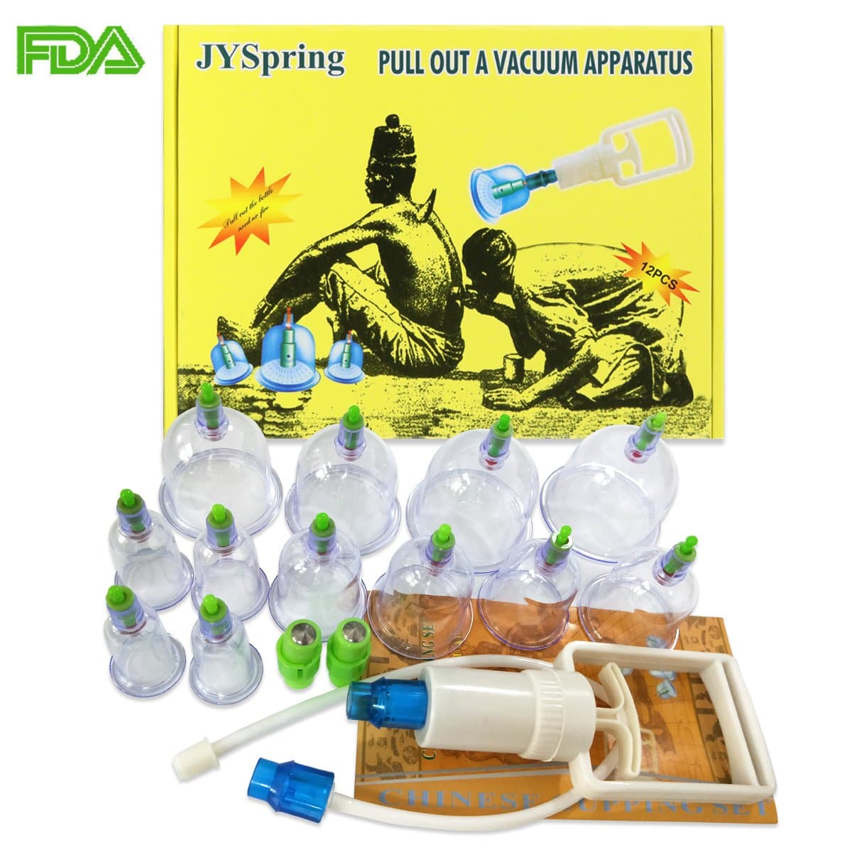 JYSpring Cupping Therapy Set Cupping Kit Cupping Set with Vacuum Pump Magnets Biomagnetic Cupping Therapy Cup Acupuncture Cupping Therapy Equipment with 12 Cups Set Silicone Cupping Massage Kit