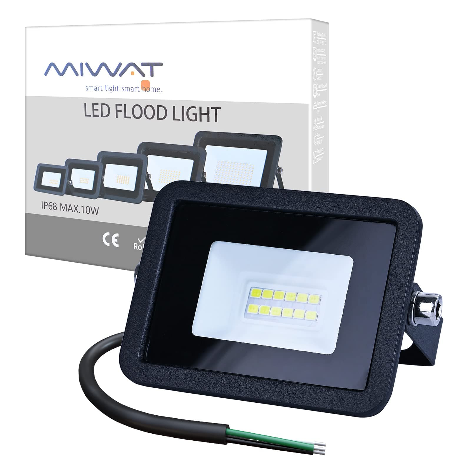 MIHEAL Ultra-Thin 10W Cool White 6000K LED Flood Light Spotlight Led Search Lamp 110V Floodlights for Outdoor Garden Street Square