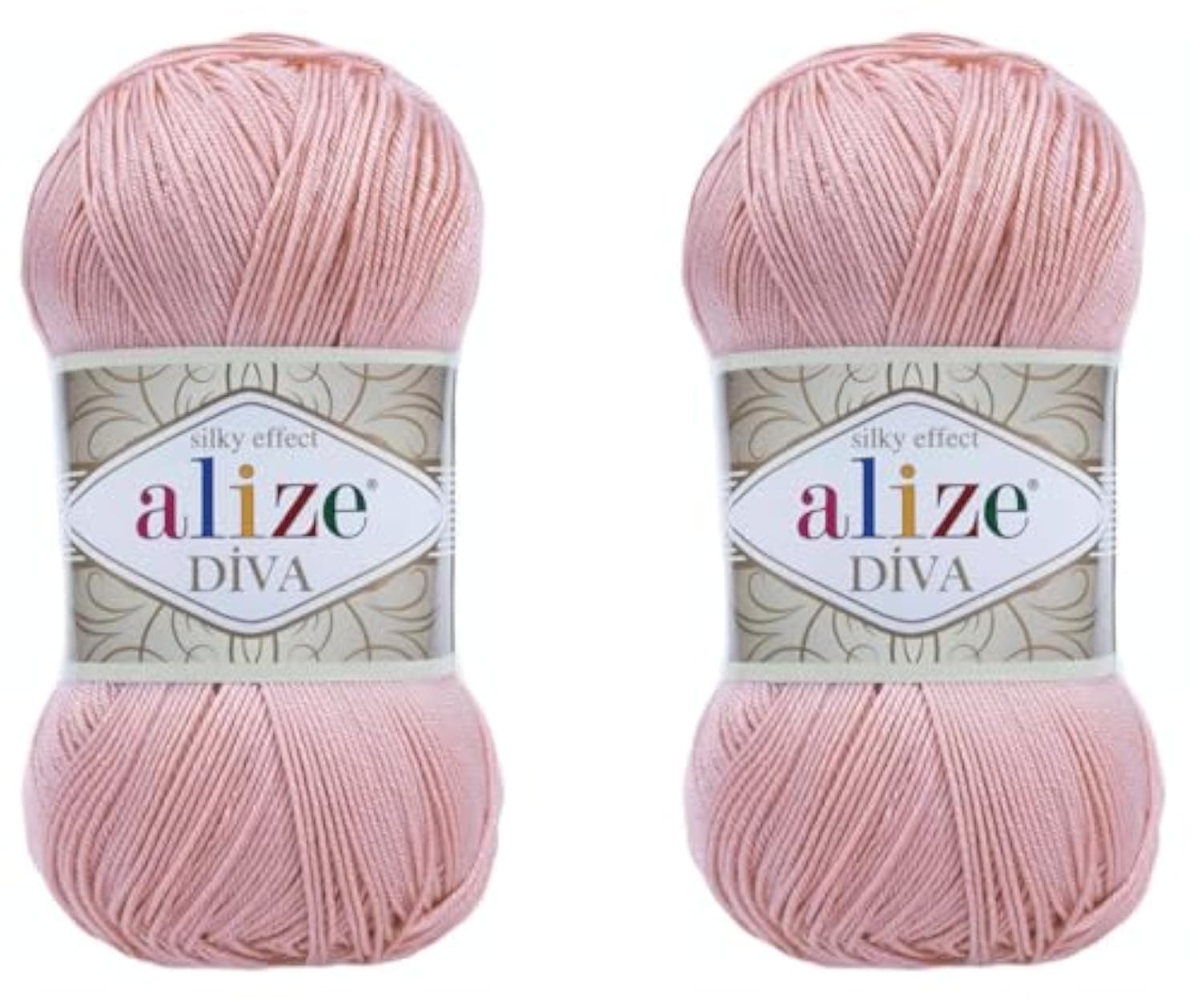 Alize Diva Hand Knitting Yarn - 100% Microfiber Acrylic With Silk Effect - Crochet Art Lace Craft - 2 Skeins, 200gr, 767 Yds (363-Wedding Pink)