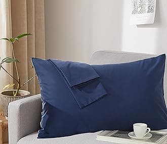 MOHAP Zippered Pillowcases 50X75 cm 2 Pack- Super Soft Breathable Brushed Microfiber Gift Pillow Cases Cover for Hair and Skin Navy Blue
