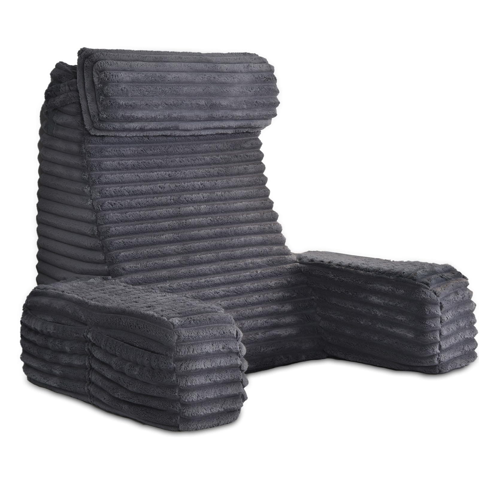 ENITYA 22" XL Back Pillow for Bed Sitting Up, Reading Pillow with Armrests & Big Pockets, Soft Back Support Chair, Ideal for Watching TV, Gaming, Nursing, Resting, Post Surgery, Dark Grey