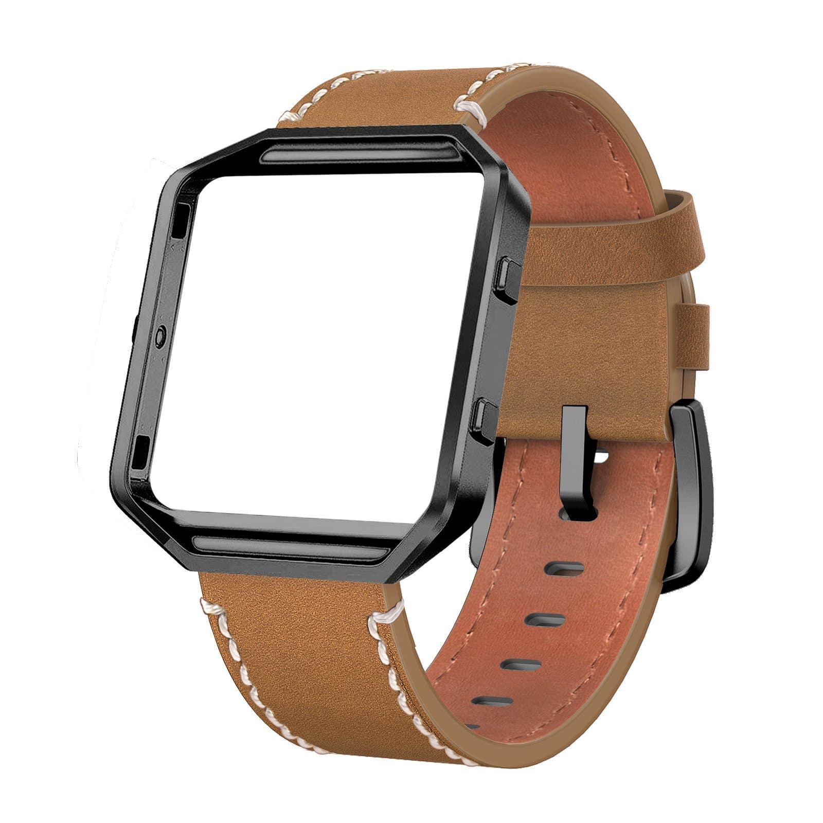 SWEES Leather Bands Compatible with Fitbit Blaze Smart Watch, Genuine Leather Replacement Band with Metal Frame Small & Large for Women Men, Champagne Gold, Rose Gold, Black, Brown, White, Grey, Beige