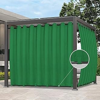 Easy-Going Outdoor Curtains Waterproof Windproof Weatherproof Curtain for Patio, Cabana, Porch, Pergola and Gazebo, Grommet Top and Tab Bottom Drape, 1 Panel, 150x96 inch, Green