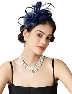 Tulle Fascinators for Women, Tea Party Hats for Kentucky Fascinators Derby, Cocktail, Wedding, Fancy Dress Party