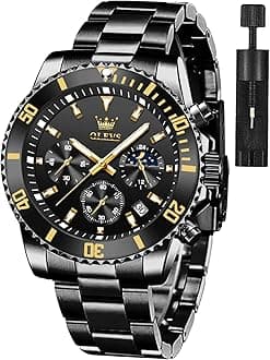 OLEVSMens Watches Chronograph Waterproof Luminous Silicon Strap Multifunction Watches for Men Quartz Business Calendar Men Wrist Watch