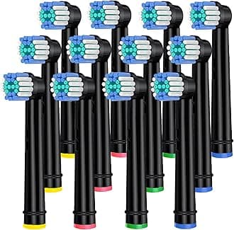 Replacement Heads for Oral B,12 Pack Soft Electric Toothbrush Heads,Deep and Precise Cleaning for Oral B Braun Pro1000/1500/7500/3000/7000/8000/500 and More(Black)