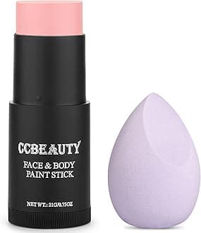 CCbeauty Baby Pink Face Paint Stick,Face Painting Kit,Non Toxic SFX Makeup For Cat Unicorn Fairy Halloween Costume Cosplay,Professional Body Paint,Full Coverage Painting Foundation With Makeup Sponge