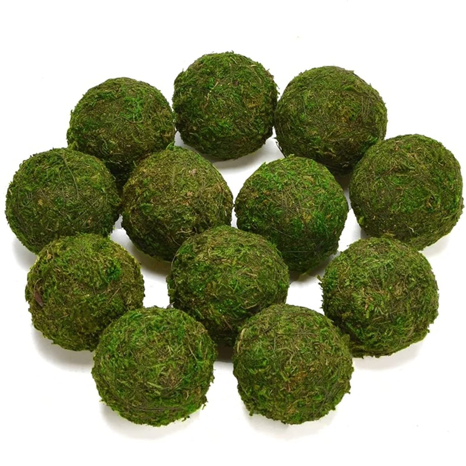 Natural Green Moss Decorative Ball,Handmade (3.5"-Set of 6)