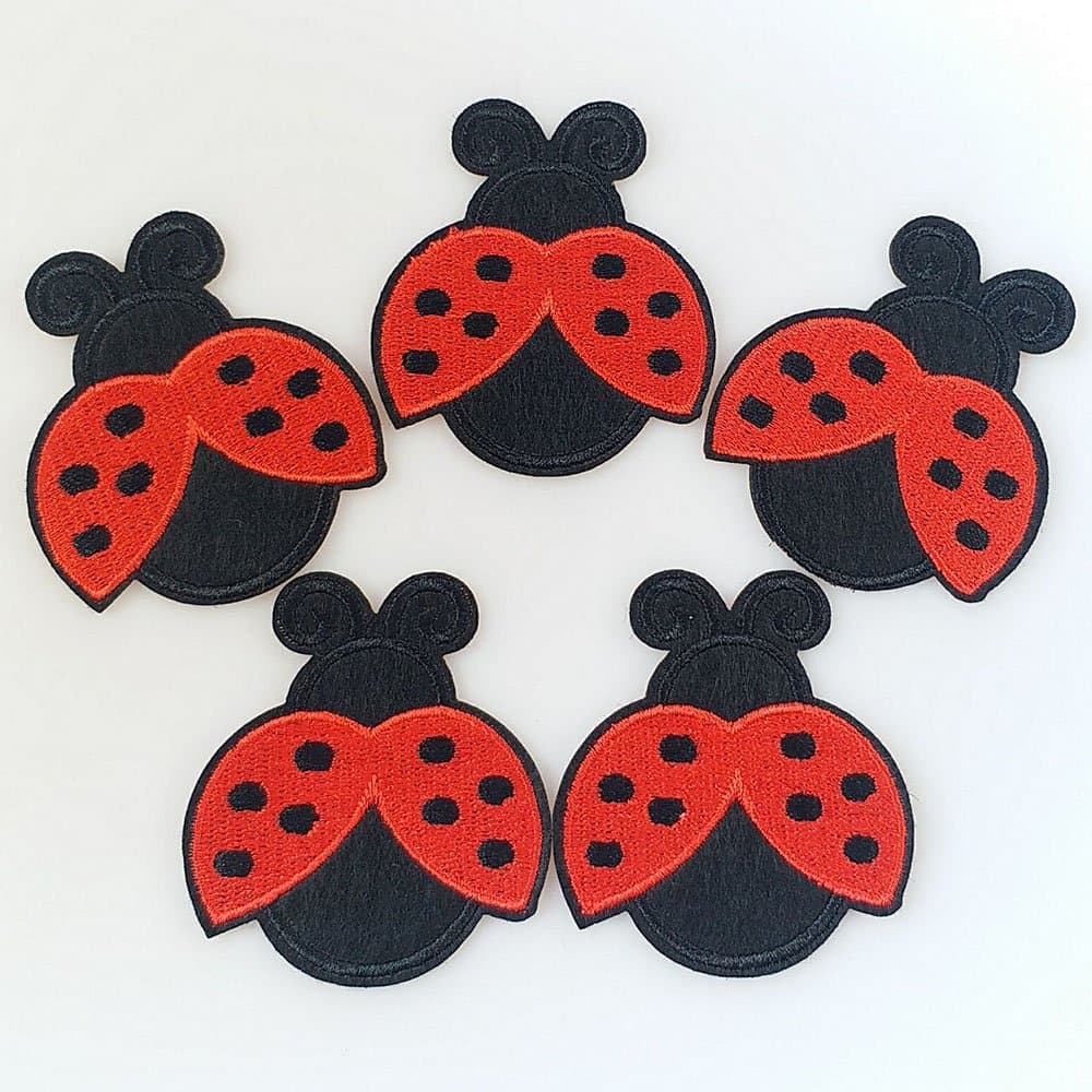10pcs Ladybug Lady Bug Iron On Sew On Cloth Embroidered Patches Appliques Machine Embroidery Needlecraft Sewing Projects