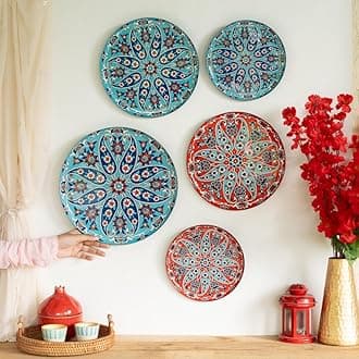 RITUALISTIC Turkish Wall Plates (Multicolor) - Set of 5 |Home Decor | Painting | Divine | Intricate Designs