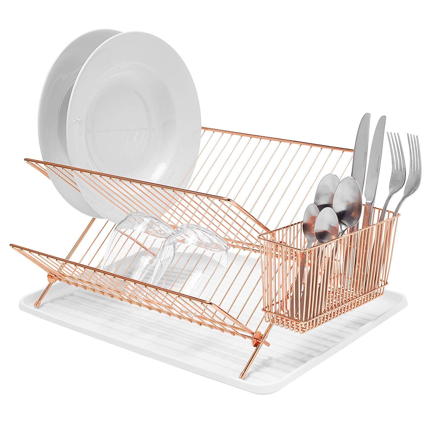 Folding Dish Drainer – Cutlery Holder - Copper