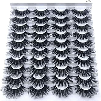 HBZGTLAD 20 Pairs 25 mm 3d Mink Lashes Bulk Faux with Custom Box Wispy Natural Mink Lashes Pack Short Wholesales Natural False Eyelashes (F063)