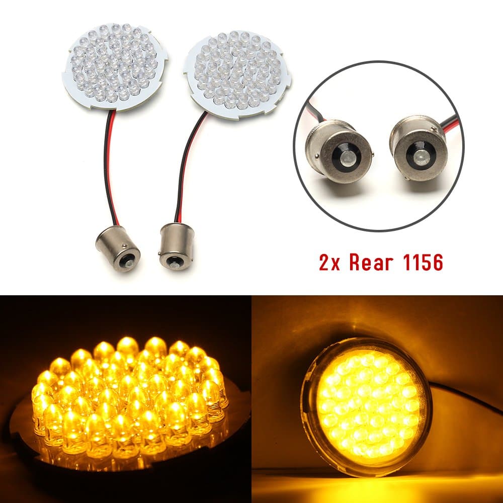 2PCS 2" 1156 Rear LED Turn Signal Light for Harley Davidson Motorcycle Amber