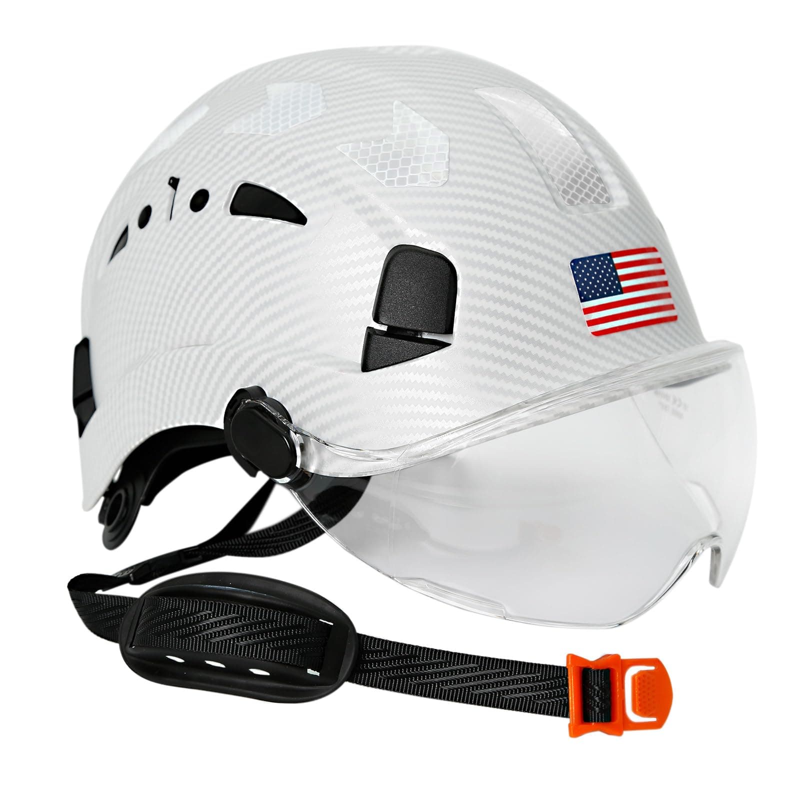 Carbon Fiber Pattern Hard Hats - Construction OSHA Approved Hard Hat,ANSI Z89.1 Type 1 Class C Adjustble Vented Safety Helmet for Men Women,6-Pt Suspension Low Profile Hard Hat with Chin Strap Cascos