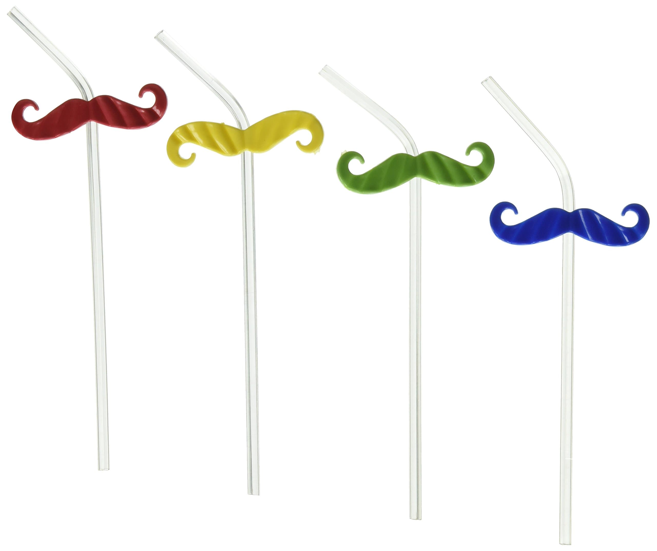 MDRN Reusable Mustache Straw - Multi Colored - Curved - Party Straws - Photobooth Props
