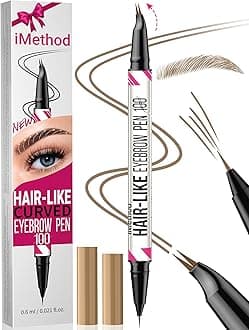 Curved Eyebrow Pen - 2-in-1 Dual-Ended Microblading Eyebrow Pencil with Curved Tip and Precise Brush-Tip, Brow Pen for Natural Hair-Like Brows, Lasts All-Day, Blonde