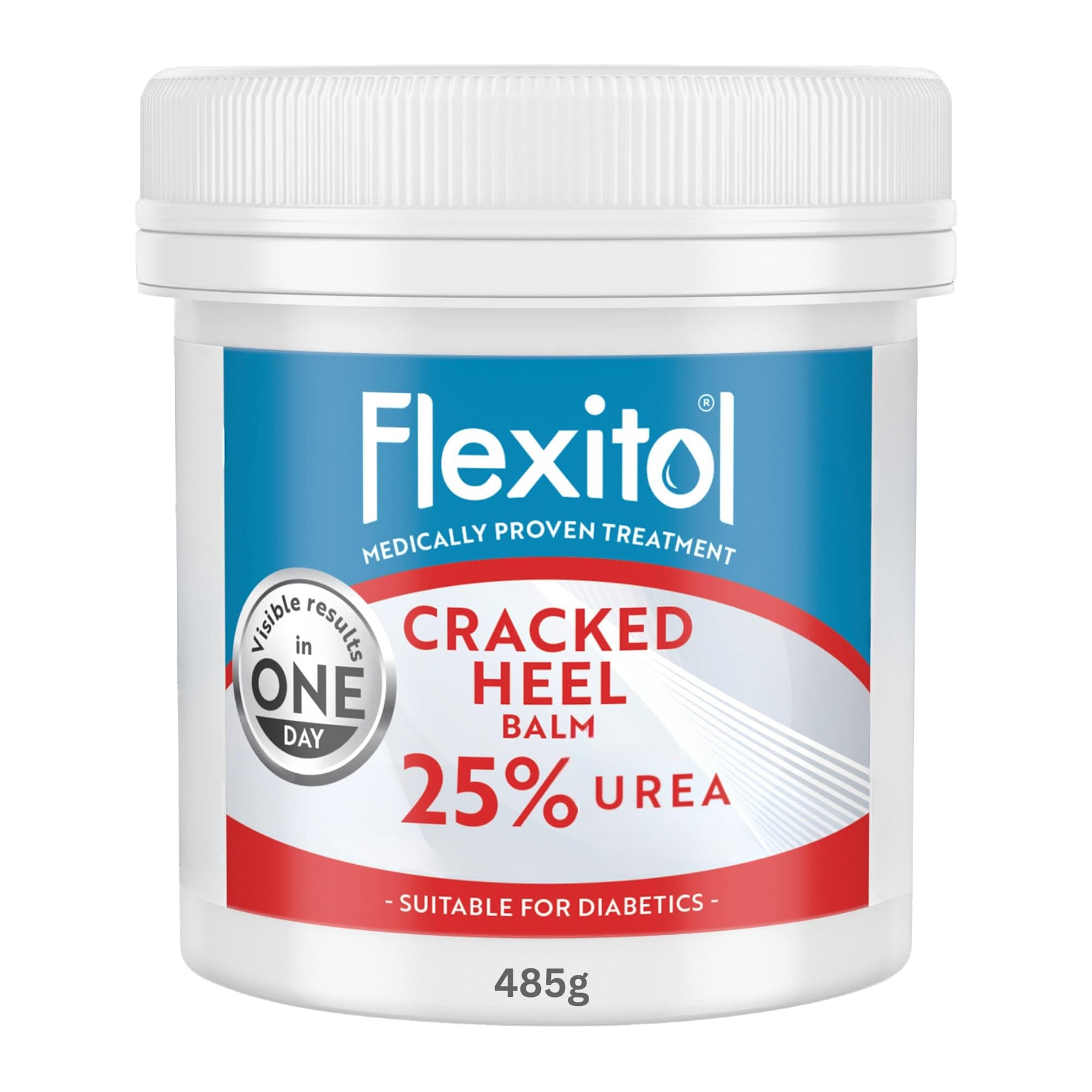 Cracked Heel Balm, Visible Results in 1 Day, For Extremely Dry Feet & Cracked Heels, Removes Hard Skin, 25% Urea, Medically Proven Foot Cream, Suitable for Diabetics, 1 x 485g
