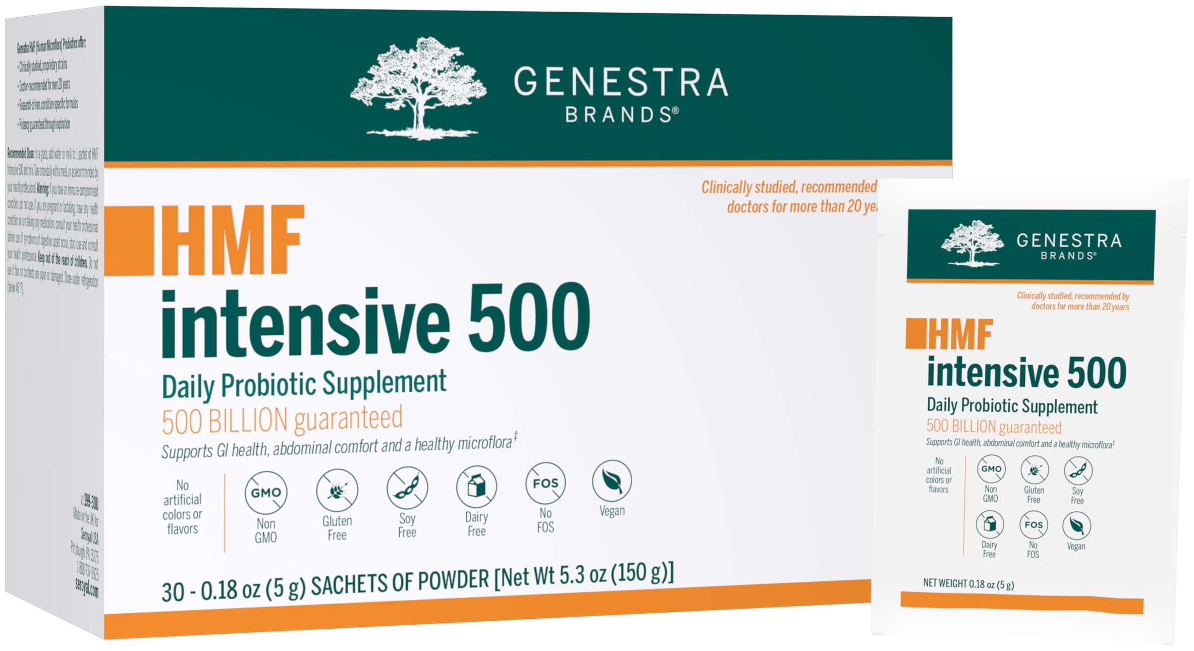HMF Intensive 500 | Highly Concentrated Probiotic Supplement to Support Gastrointestinal Health* | 30 Sachets