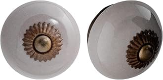 Nicola Spring Ceramic Cupboard Drawer Handle Knobs - Grey - Pack of 12