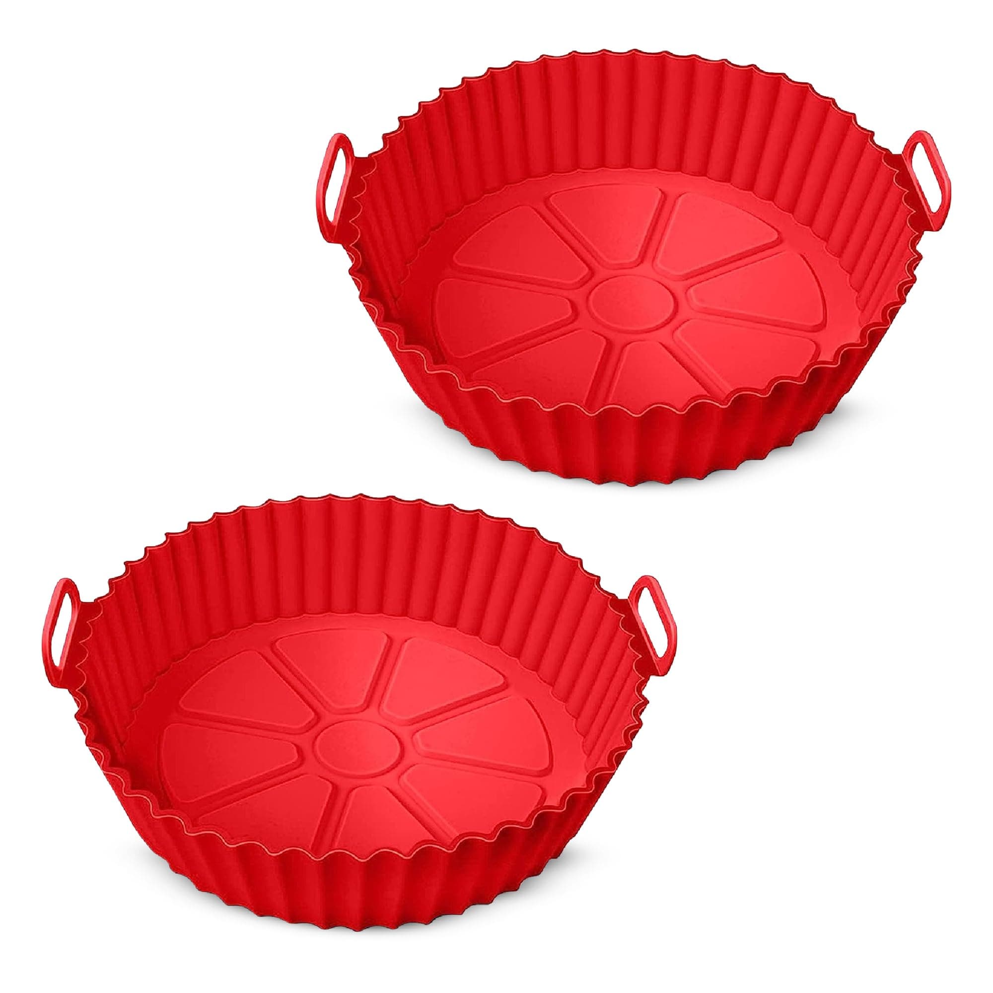 PLANET B 2 Pack Air Fryer Silicone Pot,Silicone Liners Round Food Safe Non Stick Air Fryer Basket Accessories, Reusable Replacement of Flammable Parchment Liner Paper Fits 3QT - 5QT, 6.3 INCHES