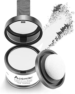 Acomler Instantly Root Cover Up Hairline Shadow Powder, Root Touch Up Hair Powder, White Hairline Cover for Thinning Hair, Grey Hair Coverage for Women Men with Eyebrows,Beard Line,Bald Spots (White)