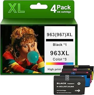 963XL 967XL Ink Cartridge Works Combo Pack Replacement for HP OfficeJet Pro 9020 9022 9025 9010 Printers Ink Cartridges,Combination Pack, normal