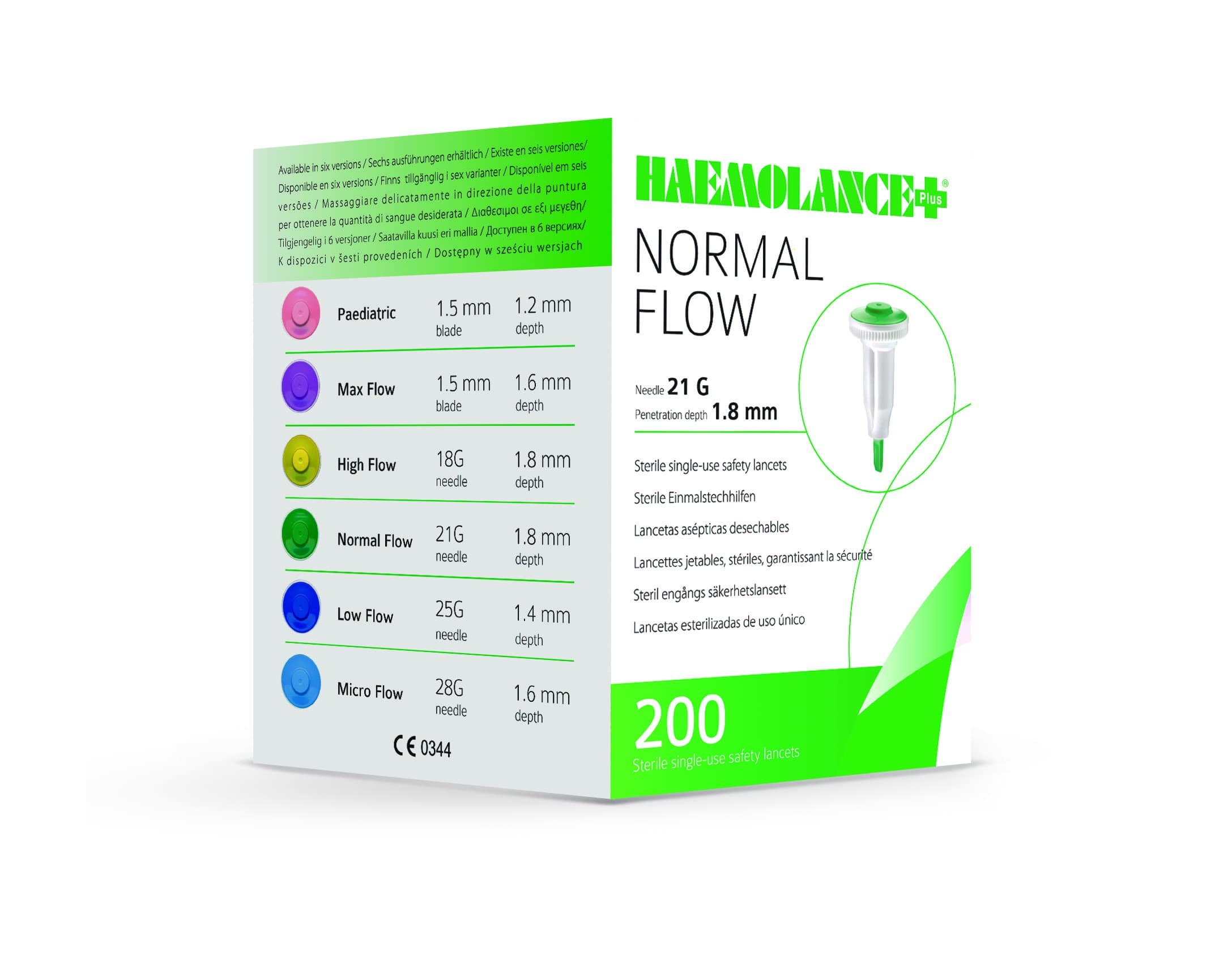 Haemolance Plus Safety Lancets Normal 21G/1.8mm Box of 200