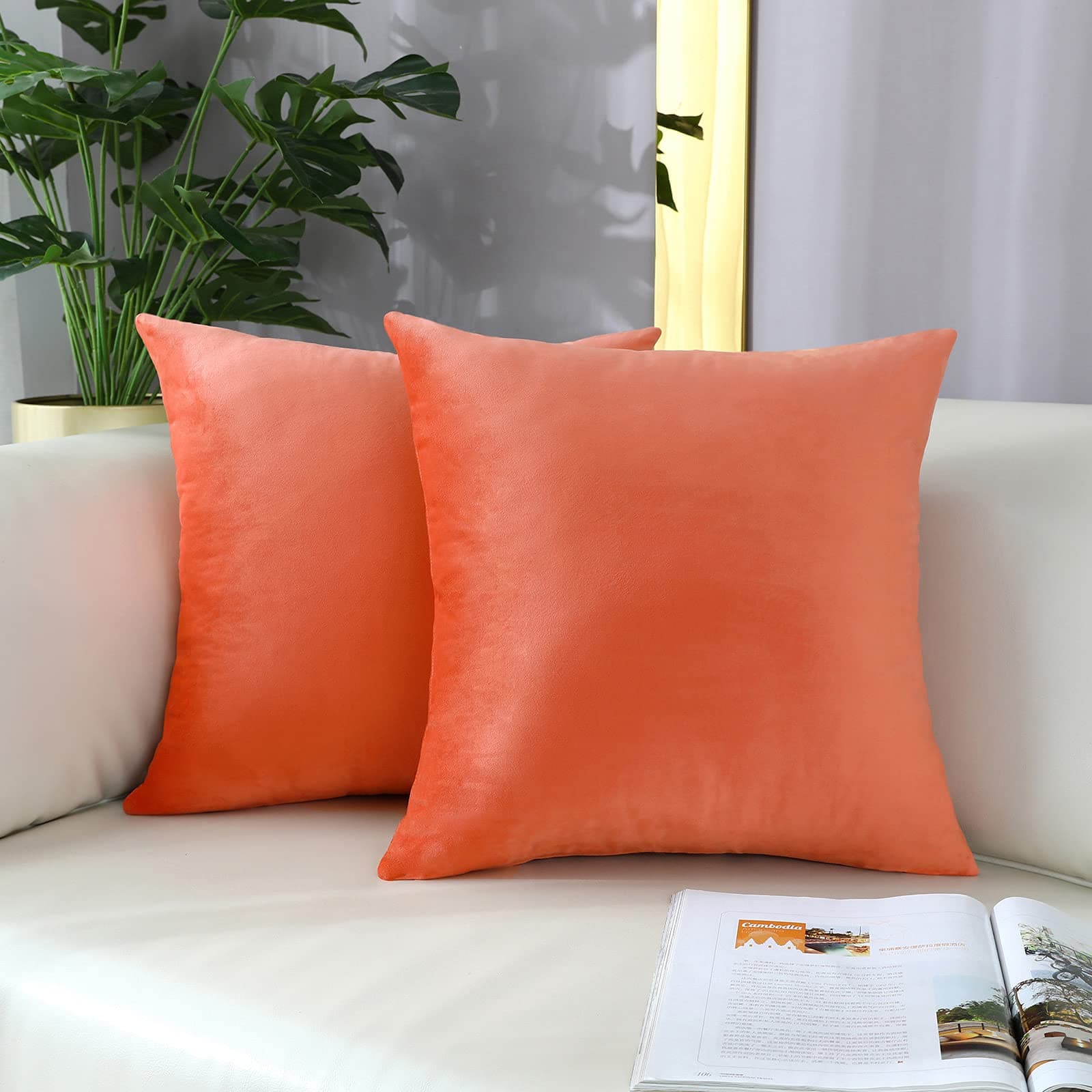 Decorative Peach Pink Velvet Pillow Covers