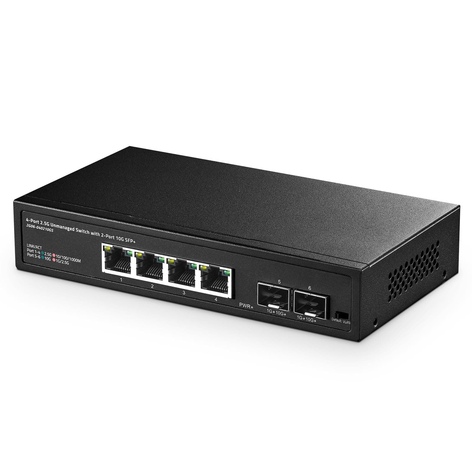 Binardat 4 Port 2.5G Switch with 2x10G SFP, 4 x 2.5 Gigabit RJ-45 Ethernet Ports, Support Vlan, Metal Unmanaged Multi-Gigabit Desktop Network Switch