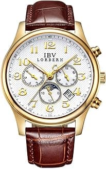 Swiss Brands Men's Automatic Self-Wind Watch Stainless Steel with Brown Genuine Leather Band