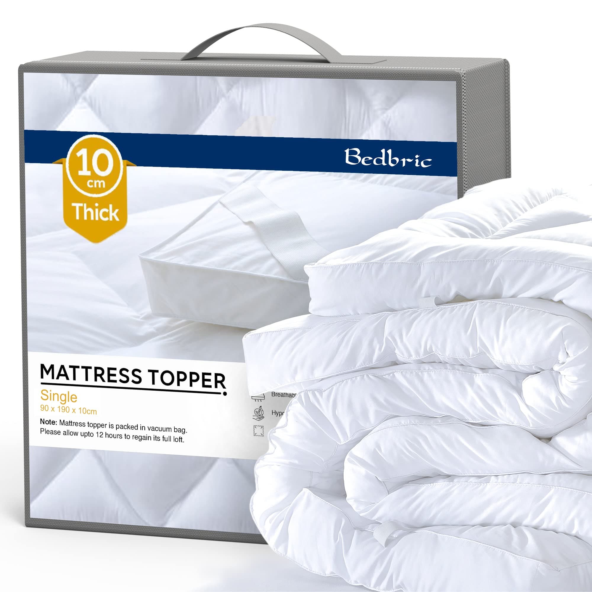 Mattress Toppers Combo Pack (Single + King) - 4 Inches Soft & Fluffy Quilted Mattress Topper - Hypoallergenic with Elastic Straps