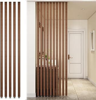 Wall Partition Room Divider Floor to Ceiling Wooden Slats - Screen Partition Post Living Room Simple Modern Entrance Restaurant Office Hollow Decor Column (Color : Wood 5Pcs, Size : 160cm/63in/5.24f