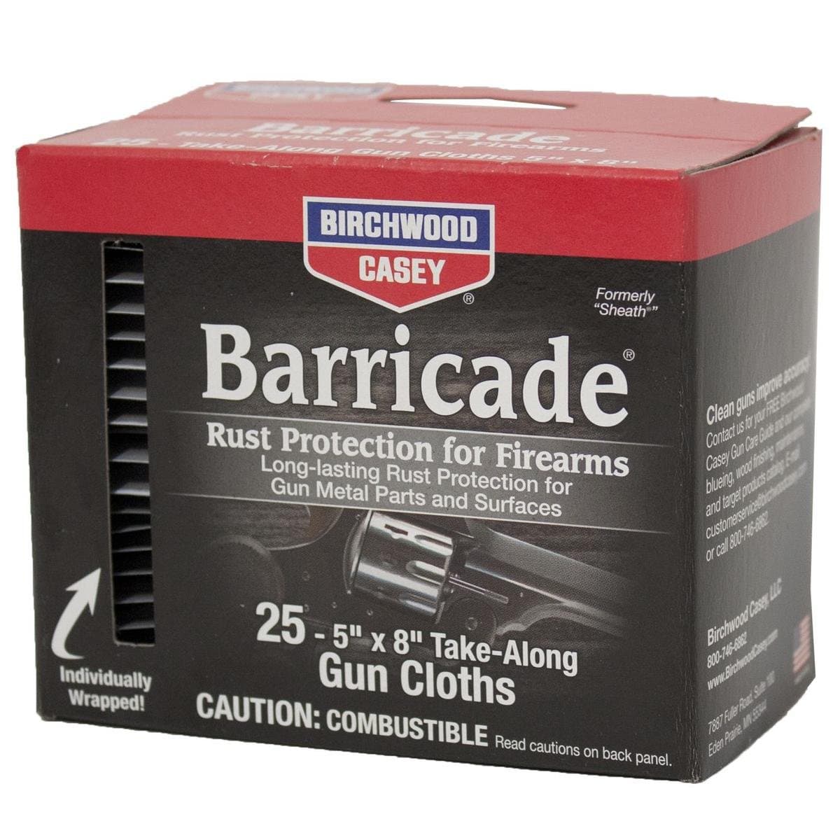 Birchwood Casey Barricade Gun Rust Protection Take-Along Cloths | Convenient-Packed Effective Anti-Rust Wipes for Gun & Metal Equipment, 5" x 8"