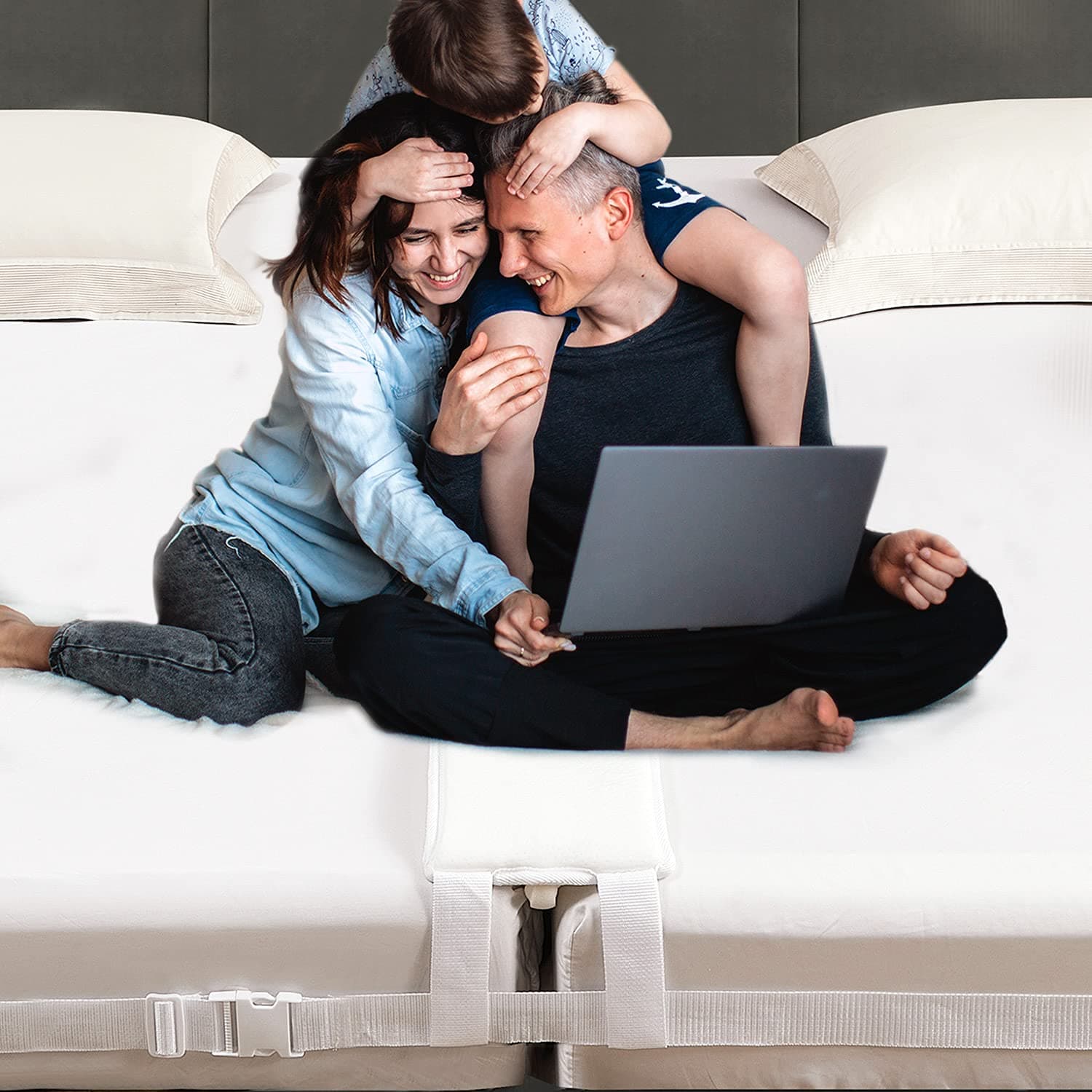 VIVILINEN Bed Bridge Twin to King Converter Kit Bed Gap Filler Upgraded Widen 2 Ring Matteress Connector for Guest Hotel Family Room