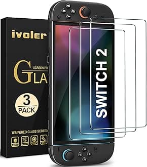 ivoler 3-Pack Screen Protector Tempered Glass for Nintendo Switch 2 Model 2025, Transparent HD Clear Anti-Scratch Screen Protector Skin Accessories Compatible with Nintendo Switch 2, [7.9 inch]