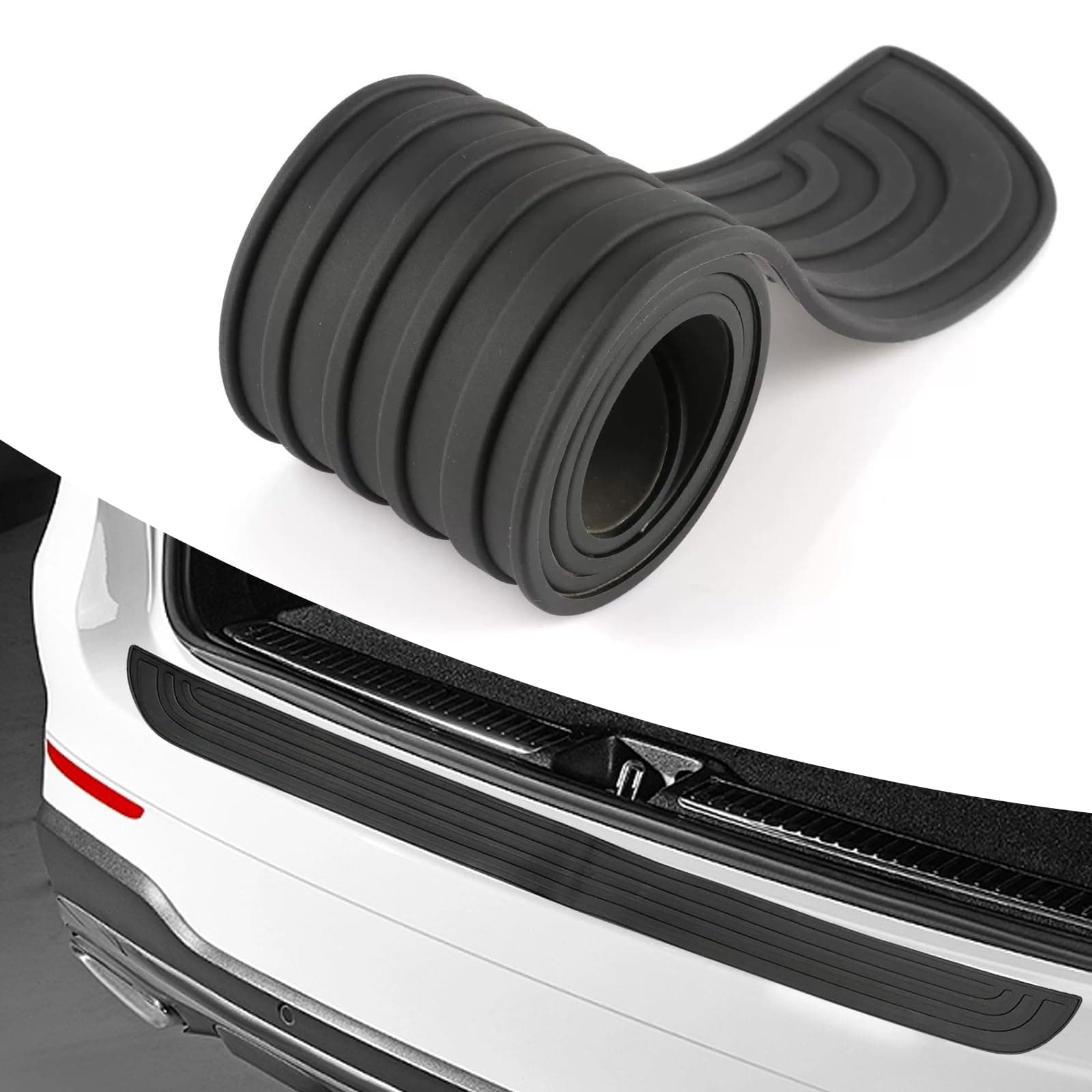 Car Rear Bumper Protector, 35inch x3.15inch Rear Bumper Protector, Car Rear Bumper Edge Guards, Trunk Anti-Collision Sticker, Rubber Anti-Scratch Automotive Exterior Accessories (Black)