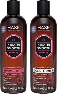 HASK KERATIN PROTEIN Shampoo and Conditioner Set Smoothing for all hair types, color safe, gluten free, sulfate free, paraben free - 1 Shampoo and 1 Conditioner