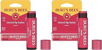 Lip Tint Balm, Long Lasting 2 in 1 Duo Tinted Balm Formula, Color Infused with Hydrating Shea Butter for a Natural Looking Buildable Finish, Rose, 1 Tube (Pack of 2)