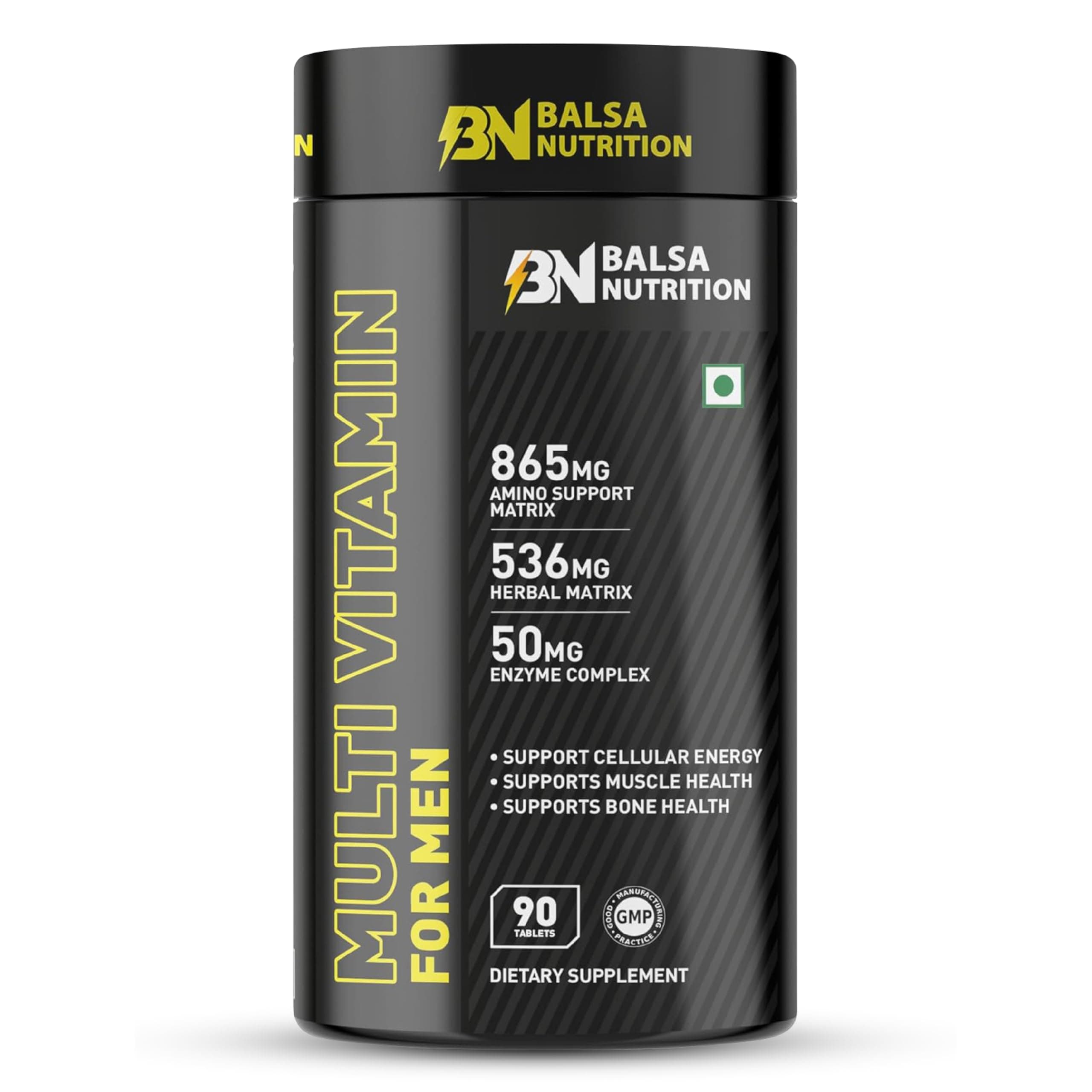 Balsa Nutrition Men's Multivitamin- 90 Tablets |Essential Daily Support For Men's Health, Boosts Immunity, Muscle Recovery, Bone Health, Mental Focus, Cellular Energy & Vitality |Non- GMO, Gluten Free