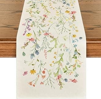Artoid Mode Wildflowers Bloom Flowers Spring Table Runner, Seasonal Summer Floral Kitchen Dining Table Decoration for Home Party Decor 13x90 Inch