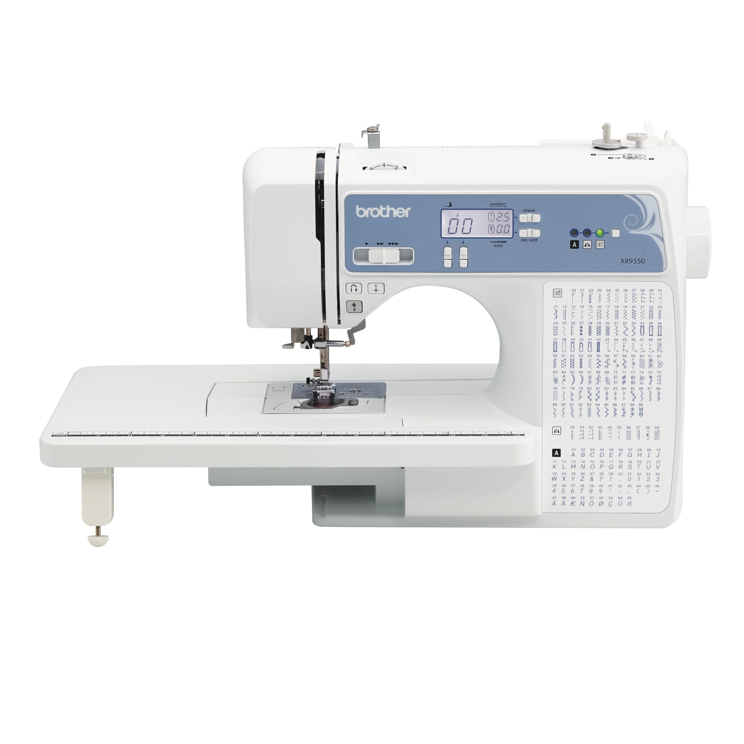 XR9550 Sewing and Quilting Machine, Computerized, 165 Built-in Stitches, LCD Display, Wide Table, 8 Included Presser Feet, White