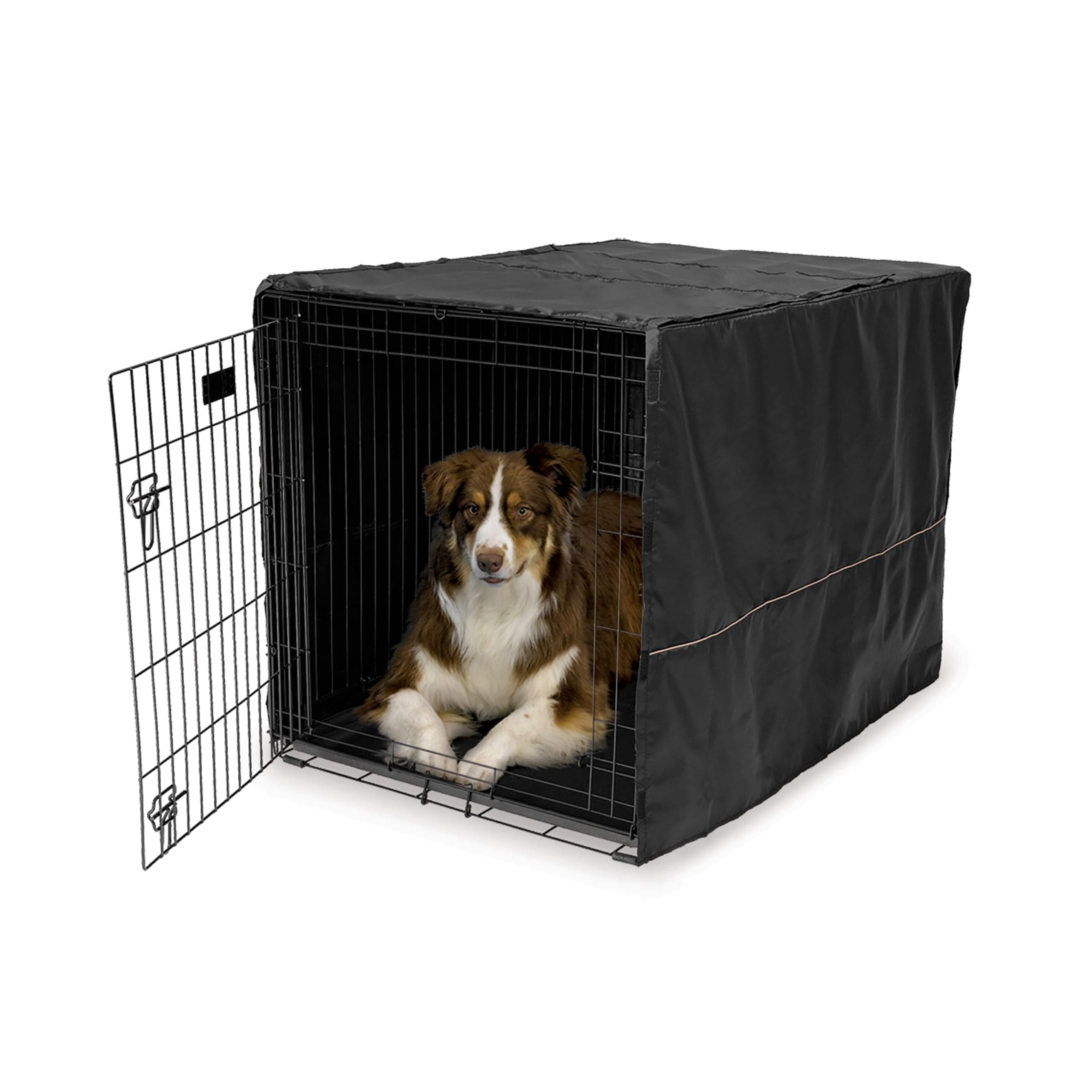 MidWest Homes for Pets Large Dog Crate Cover, Black Polyester Privacy Kennel Cover Fits Most 106 cm Crates, Machine Washable, Reduces Barking & Chewing