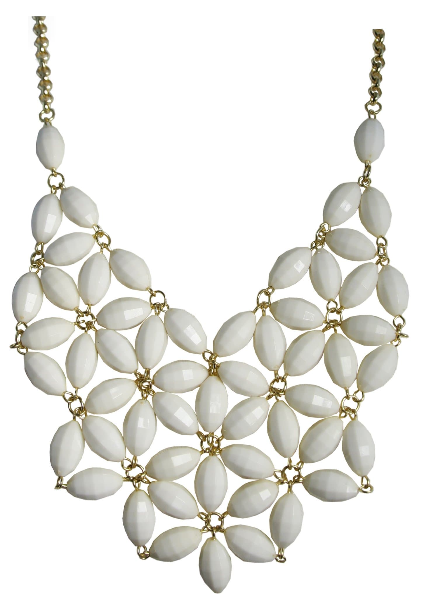 Honeycomb Beaded Bib Necklace, Chunky Statement Jewelry