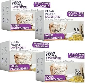 Clean People Laundry Detergent Pods - Recyclable Packaging, Hypoallergenic, Stain Fighting - Ultra Concentrated, Laundry Soap (384 Count, Lavender)