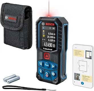 Professional Laser Measure GLM 50-27 C (Range: up to 50m, Robust, IP65, Data Transfer via Bluetooth, 2x AA Batteries, Hand Strap, Pouch)