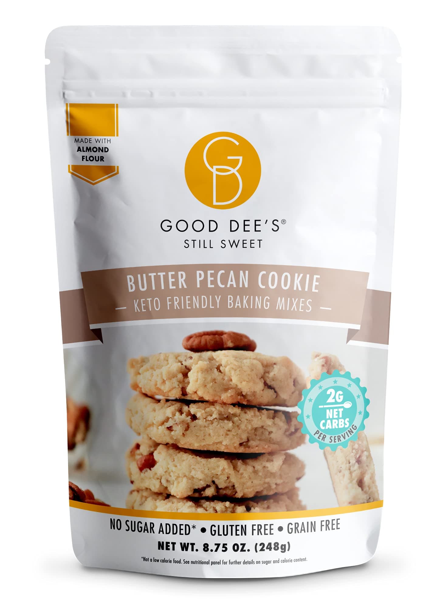 Good Dee's Butter Pecan Cookie Mix - Low Carb Keto Baking Mix (1g Net Carbs, 12 Servings) | Sugar-Free, Gluten-Free, Grain-Free, Soy-Free & Wheat-Free | Diabetic, Atkins & WW Friendly