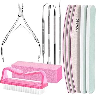 FANDAMEI Nail Care Kit, Nail Files 100/180, Nail Buffer Block, Cuticle Nippers, Cuticle Trimmer, Cuticle Pusher, Nail Tools, Nail Kit, Pedicure & Manicure Tools, Nail Prep Kit, Manicure Kit for Women